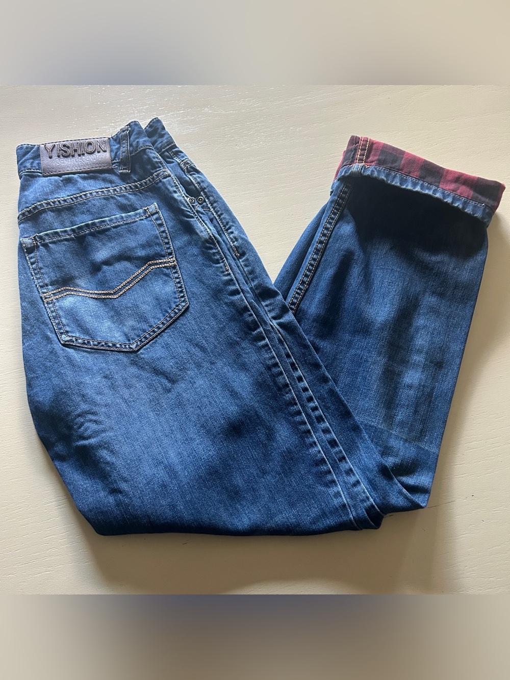 yishion plaid cuff jeans size 29